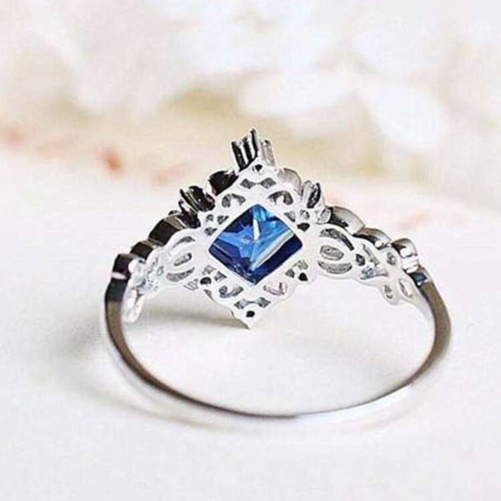 1pc European And American Fashionable Simple Engagement Ring Set With Bl… - Picture 6 of 14